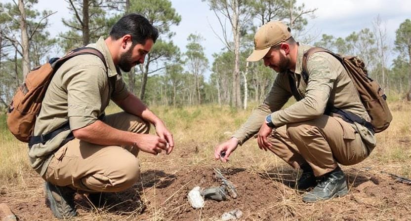 Survival Men Establishing Contact Points