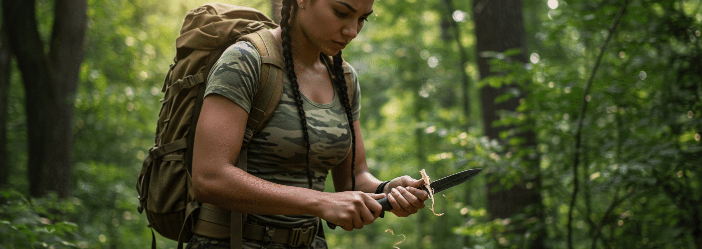 Woman Showing Off Survival Skills