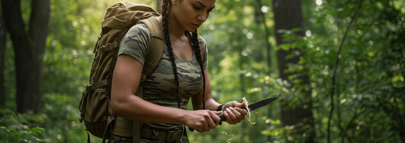 Woman Showing Off Survival Skills