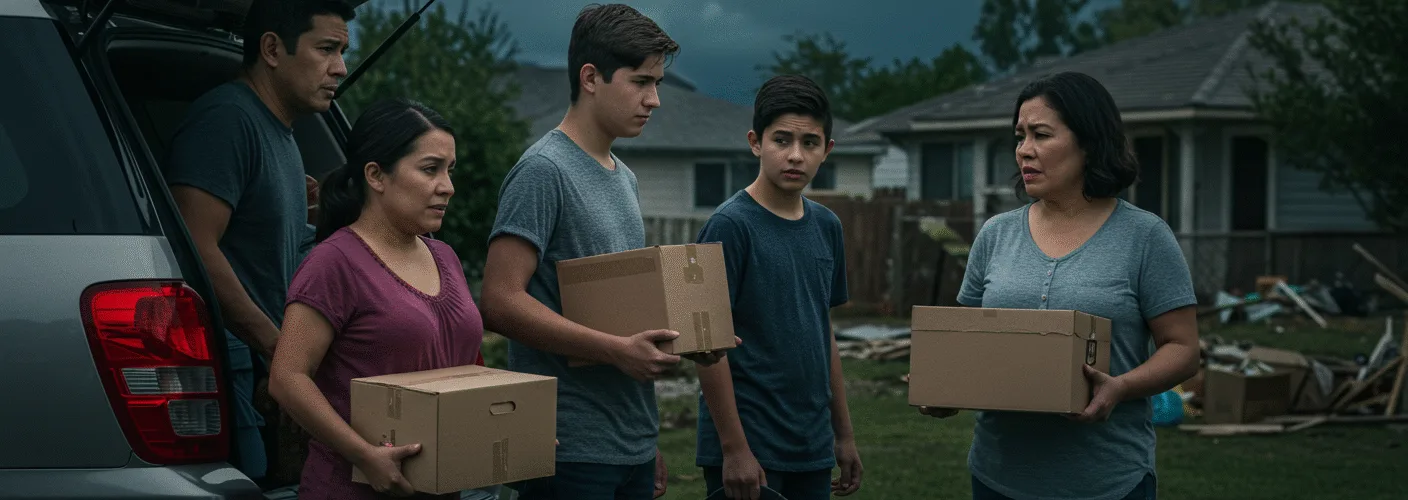 Family Getting Ready to Evacuate During Natural Disaster