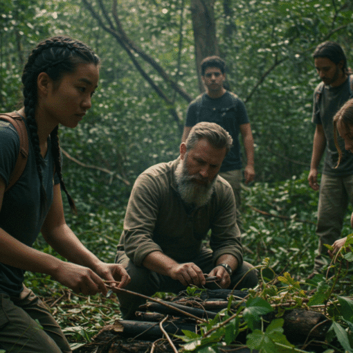 Family Practicing Survival Scenario Skills