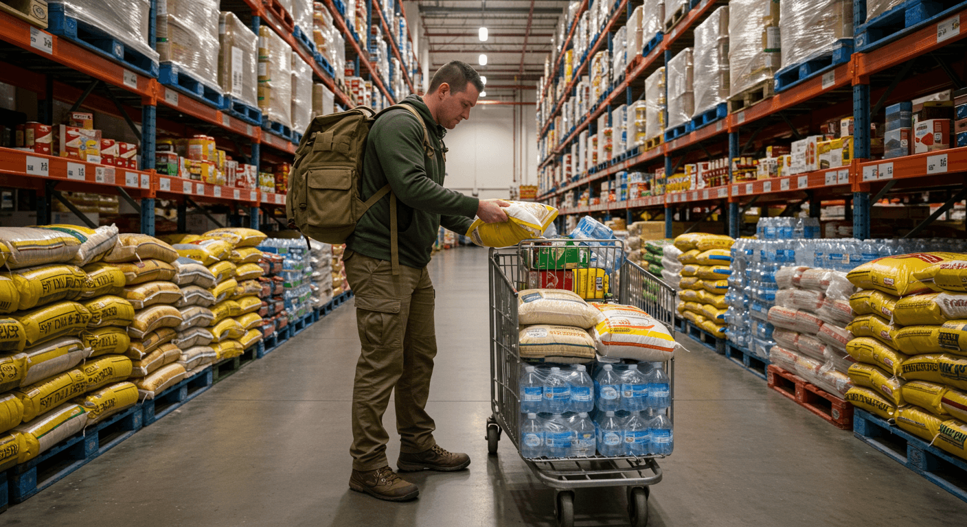 Prepper Shopping in Bulk for Food and Water