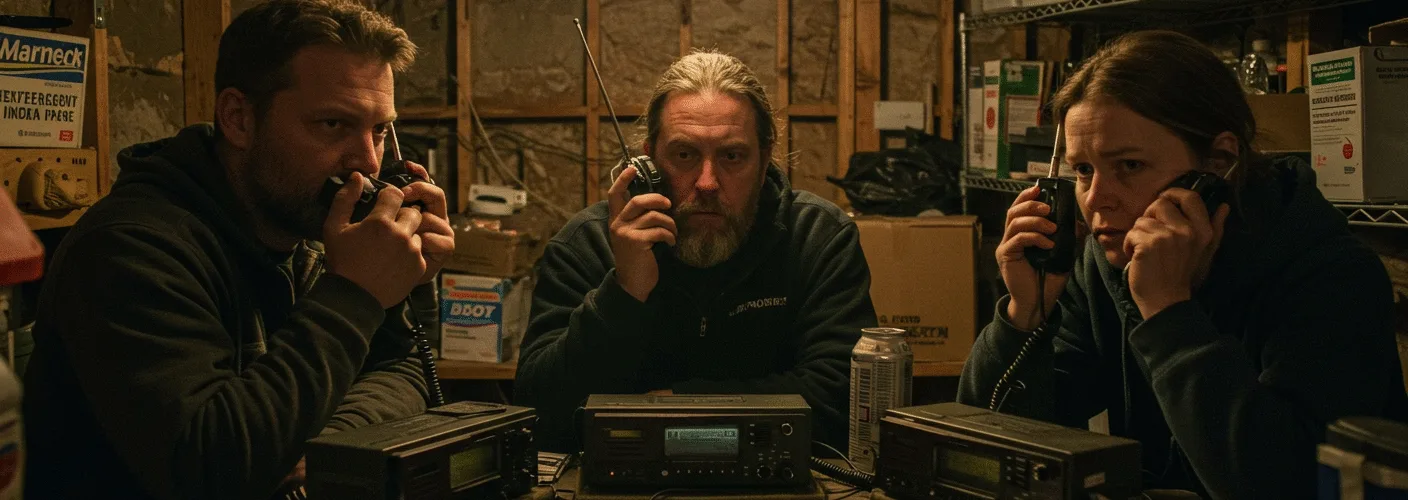 Preppers Talking on Short Wave Radios