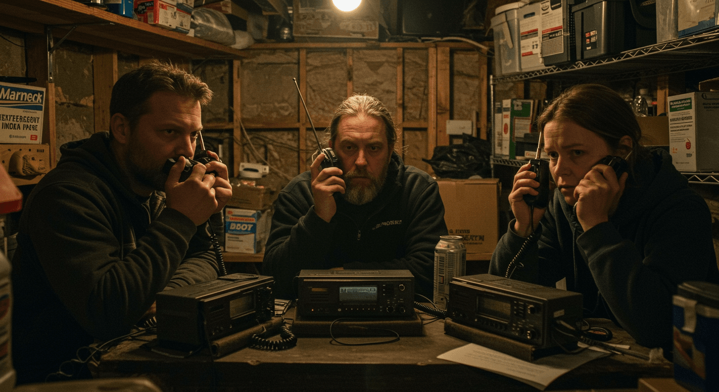 Preppers Talking on Short Wave Radios