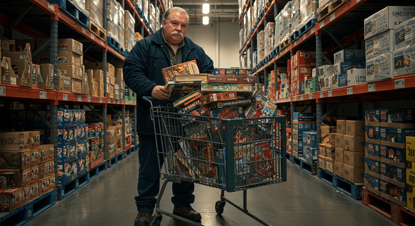 Prepper Shopping for Books and Games in Bulk
