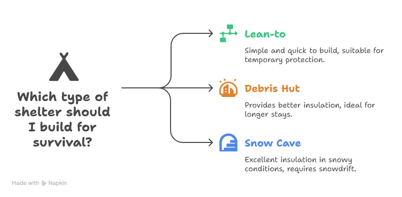 Graphic Diagram for Finding Shelter in The Wilderness