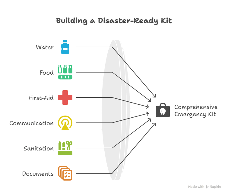 Graphic Illustration of Building a Disaster-Ready Kit