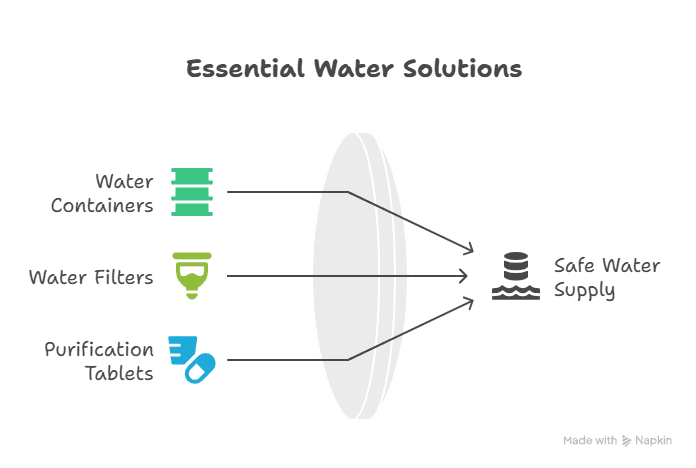 Diagram of Essential Water Solutions for Survival
